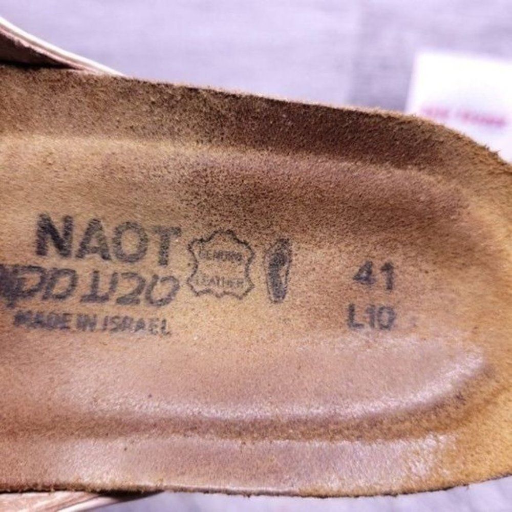 Naot Platform Cork Bed Leather Slip on Wedge Sandal Pink Brown Women's sz 10 - Picture 8 of 8